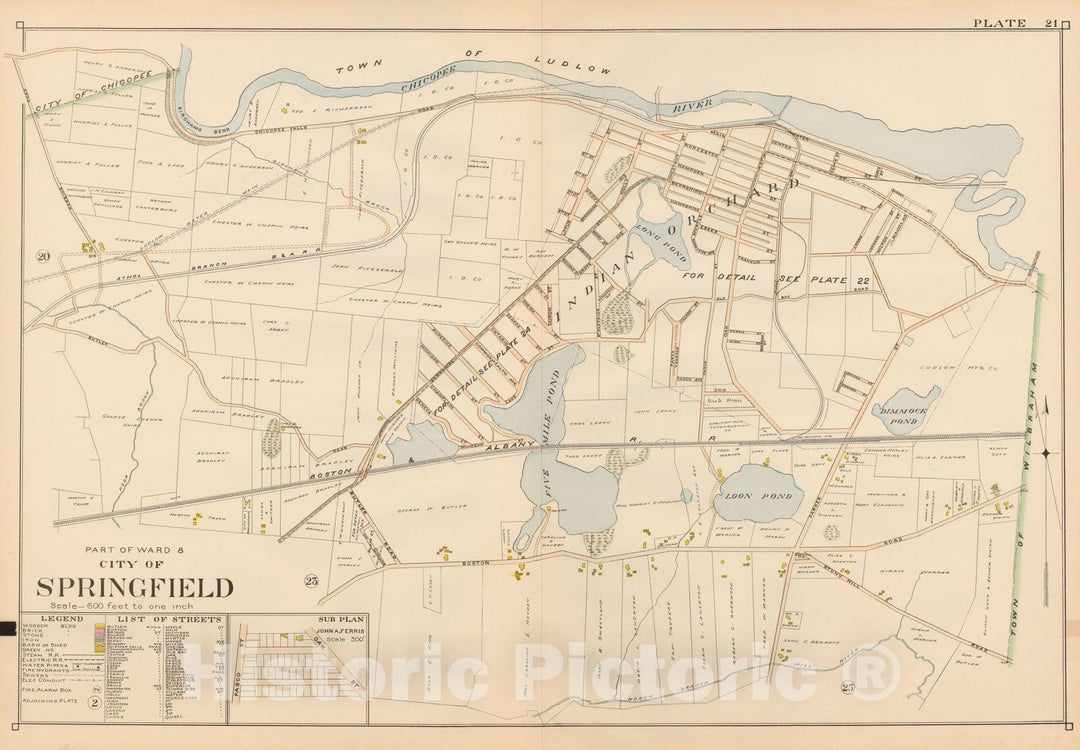 Historic Map : Atlas City of Springfield, Springfield 1899 Plate 021 , Vintage Wall Art
