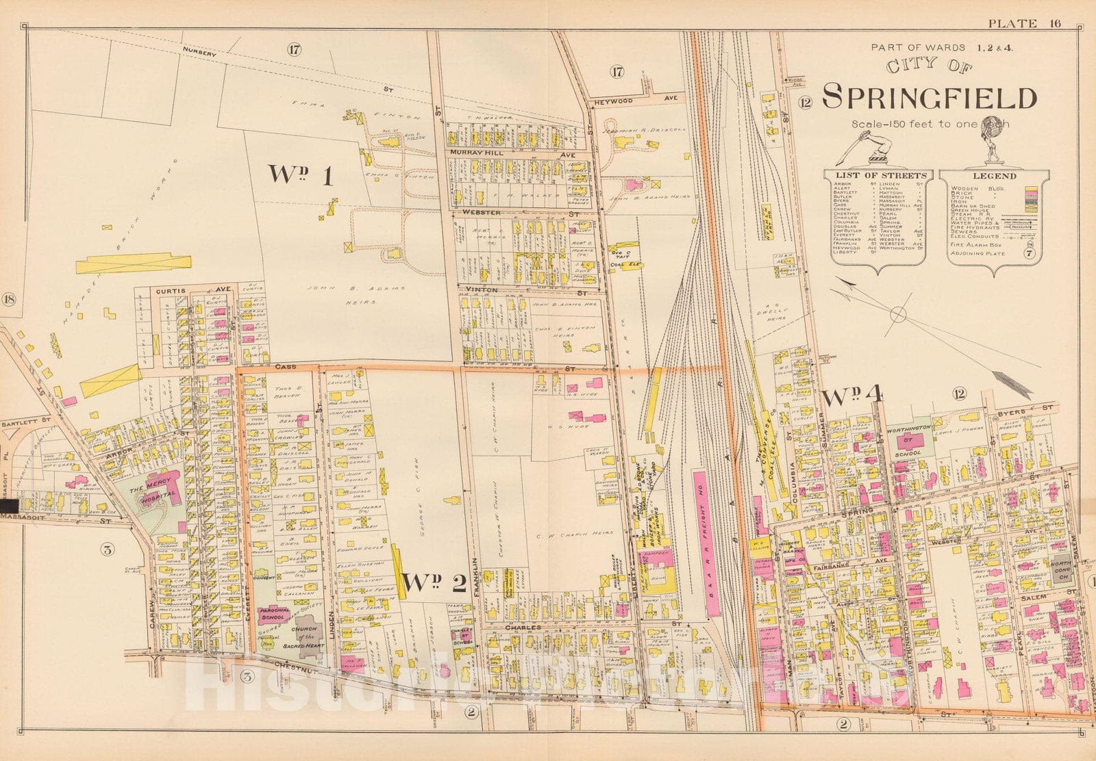 Historic Map : Atlas City of Springfield, Springfield 1899 Plate 016 , Vintage Wall Art
