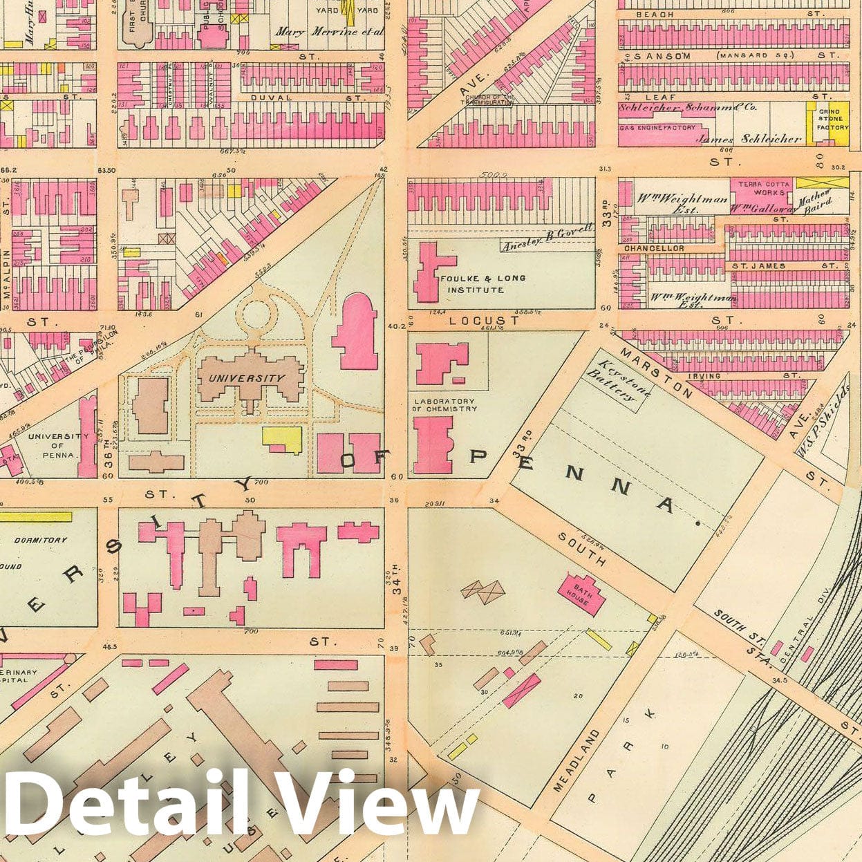 Historic Map : Baist's Property Atlas of Philadelphia, Philadelphia 1895 Plate 010 , Vintage Wall Art