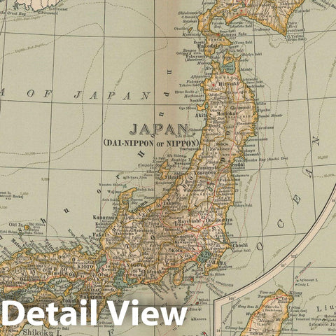 Historic Map : Japan & Korea 1897 , The Century Atlas World , Vintage Wall Art