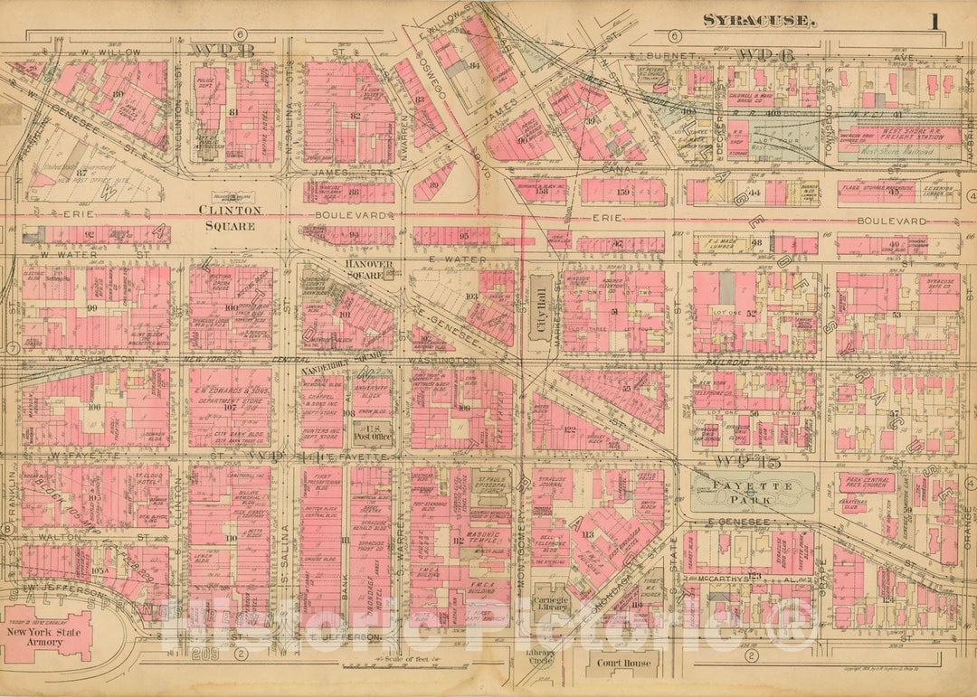 Historic Map : Atlas City of Syracuse, NY and Suburbs, Syracuse 1924 Plate 001 , Vintage Wall Art