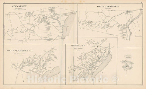Historic Map : Newmarket & South Newmarket 1892 , Town and City Atlas State of New Hampshire , Vintage Wall Art