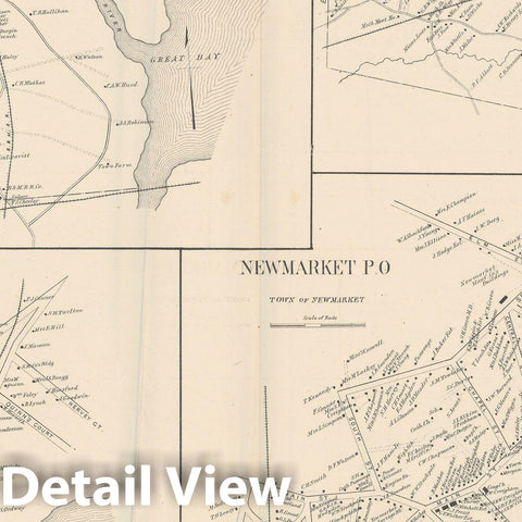 Historic Map : Newmarket & South Newmarket 1892 , Town and City Atlas State of New Hampshire , Vintage Wall Art