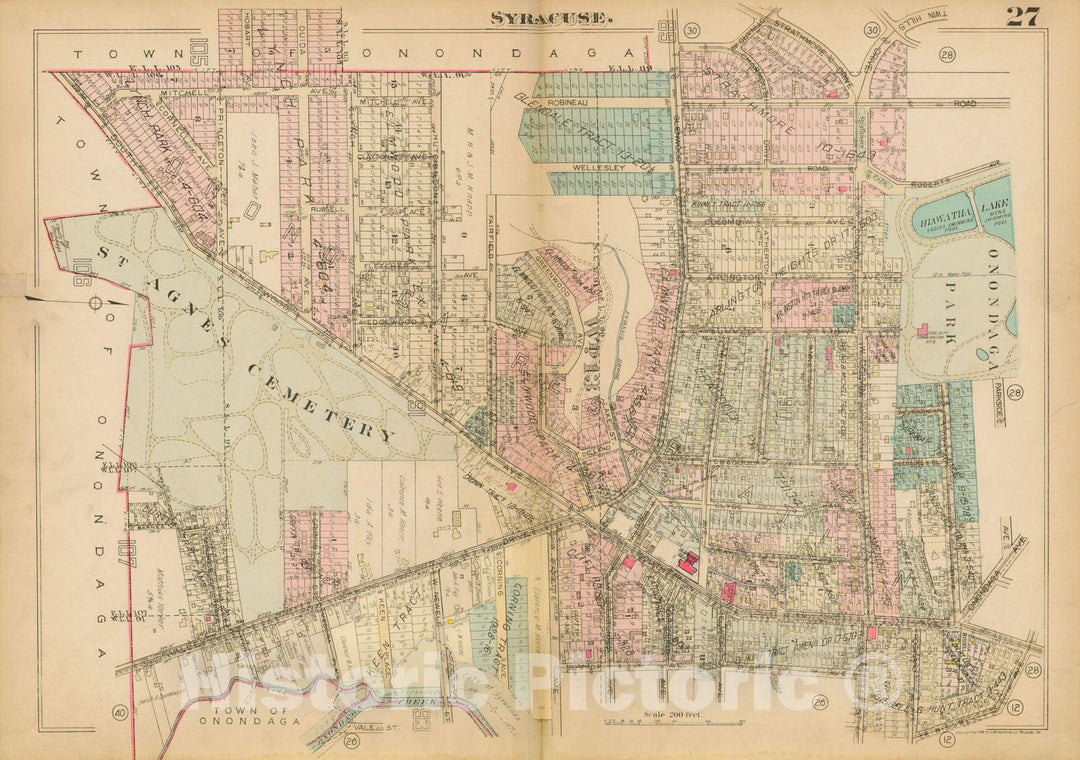 Historic Map : Atlas City of Syracuse, NY and Suburbs, Syracuse 1924 Plate 027 , Vintage Wall Art