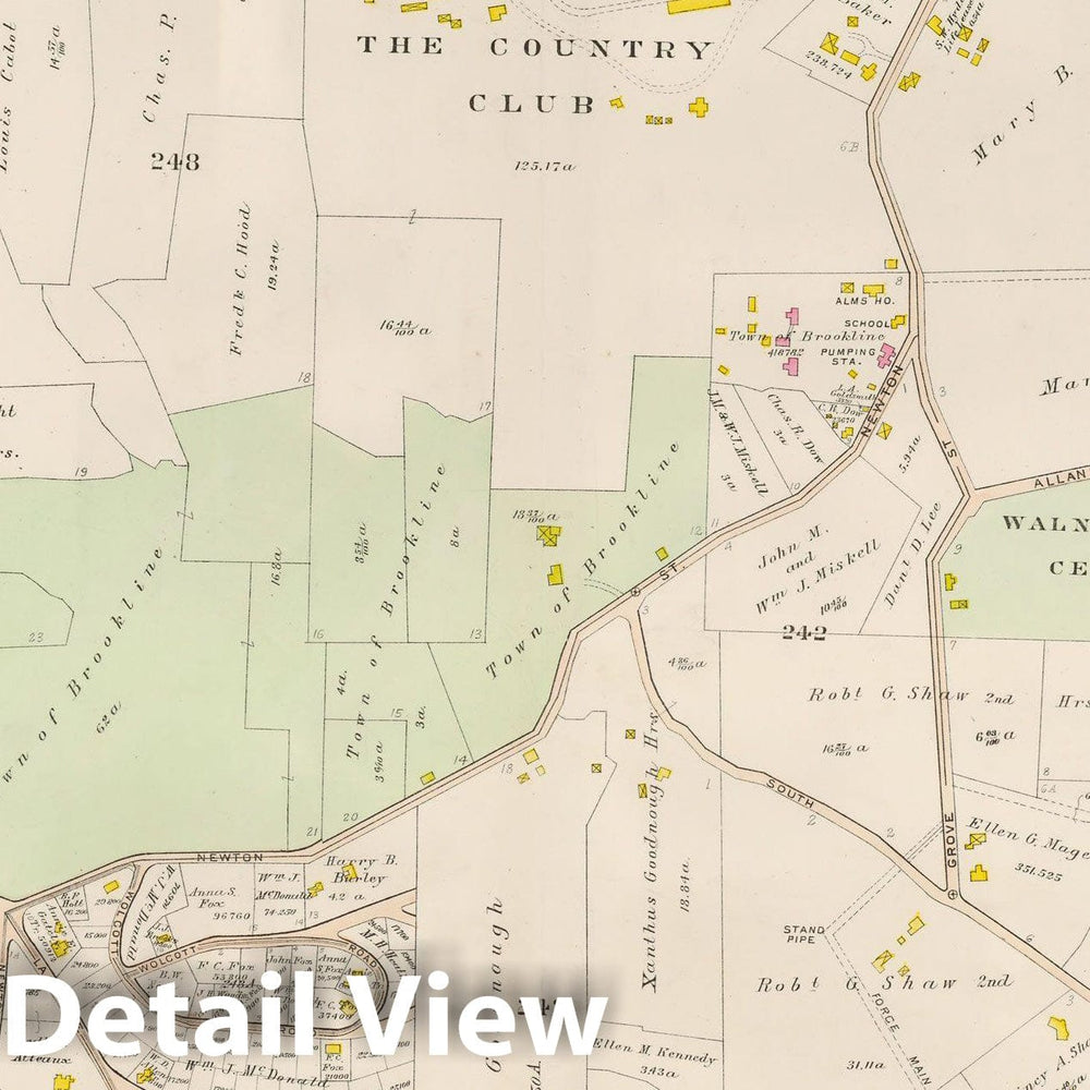 Historic Map : Atlas Town of Brookline, Brookline 1907 Plate 023 , Vintage Wall Art
