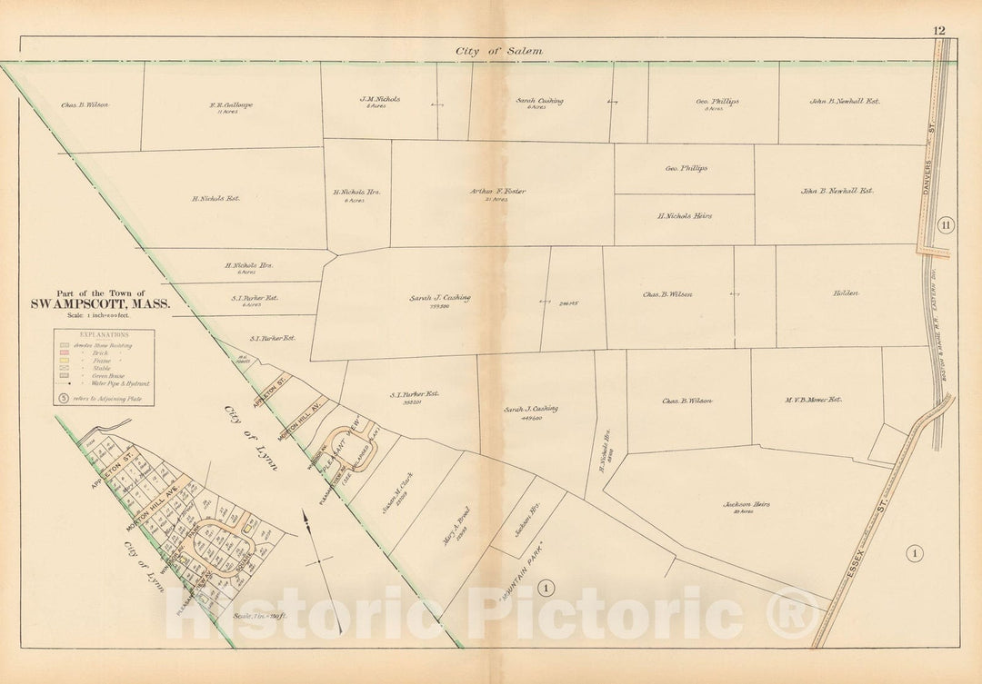 Historic Map : Atlas of Town of Swampscott, Swampscott 1897 Plate 012 , Vintage Wall Art
