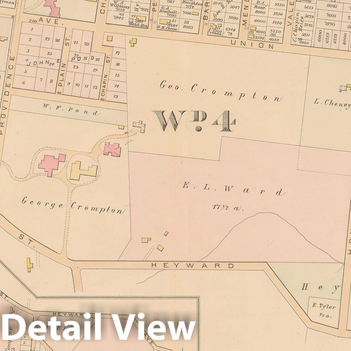 Historic Map : Atlas City of Worcester, MA, Worcester 1886 Plate 028 , Vintage Wall Art