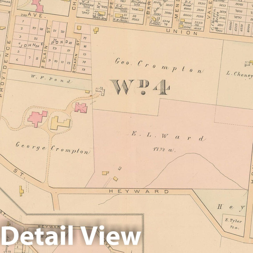 Historic Map : Atlas City of Worcester, MA, Worcester 1886 Plate 028 , Vintage Wall Art