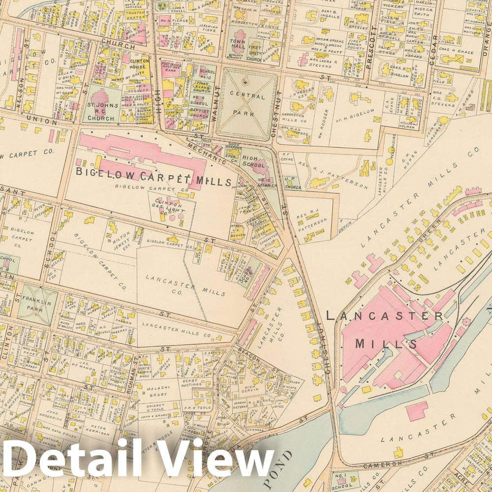 Historic Map : New Topo Atlas County of Worcester, Clinton 1898 Plate 035 , Vintage Wall Art