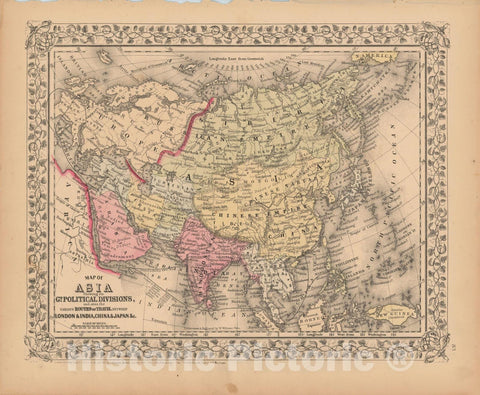 Historic Map : Asia 1867 , New General Atlas , Vintage Wall Art