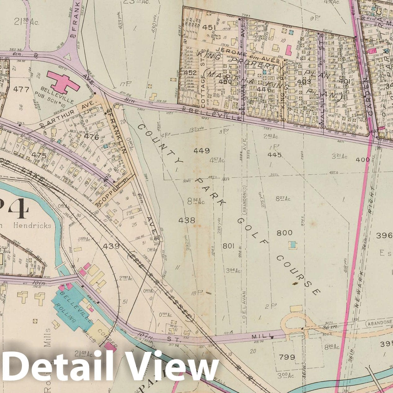 Historic Map : Atlas of Bloomfield, Belleville and Nutley; Essex County Vol D, Belleville 1932 Plate 027 , Vintage Wall Art