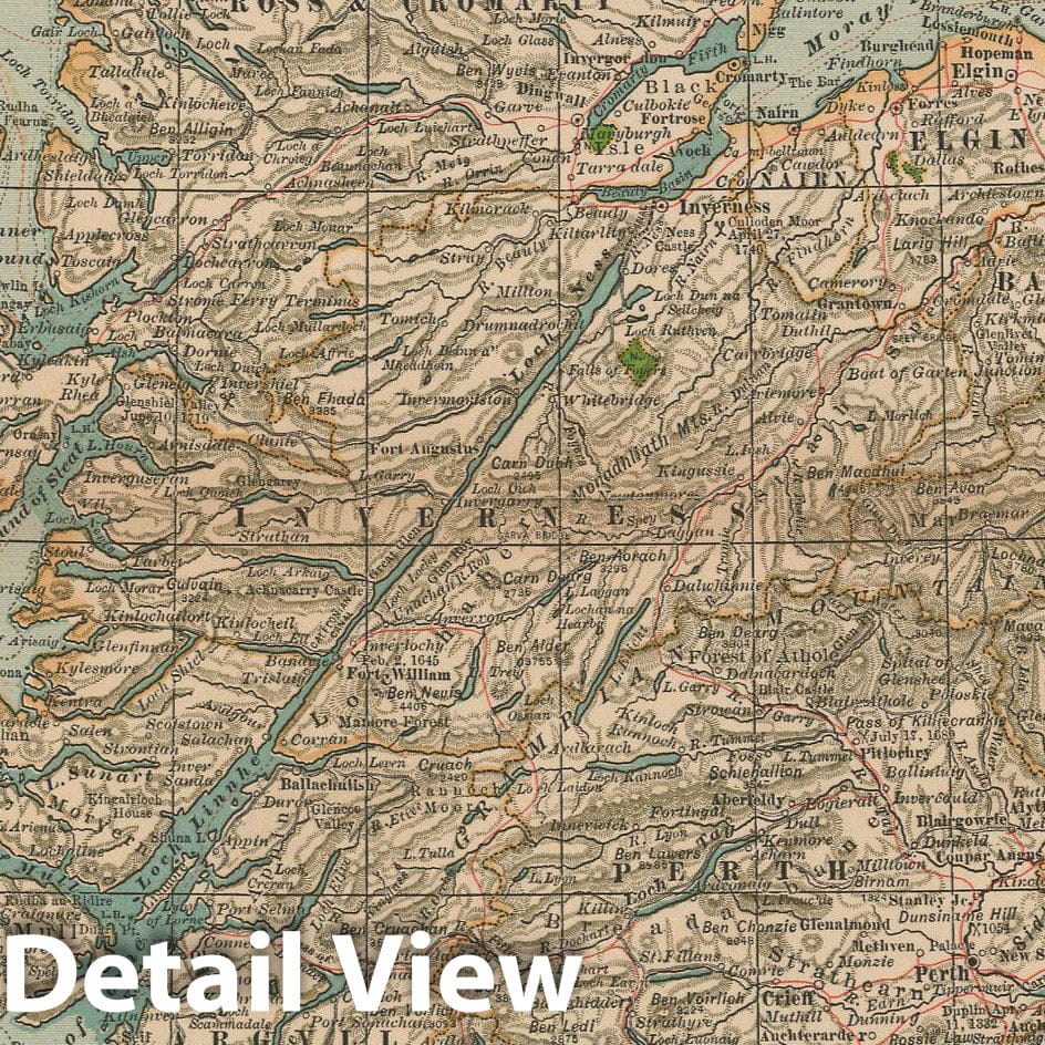 Historic Map : Scotland 1897 , The Century Atlas World , Vintage Wall Art