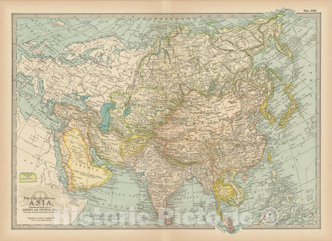 Historic Map : Asia 1914 , Century Atlas of the World, Vintage Wall Art