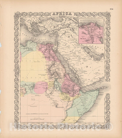Historic Map : Africa 1856 , Colton's Atlas World , v2, Vintage Wall Art