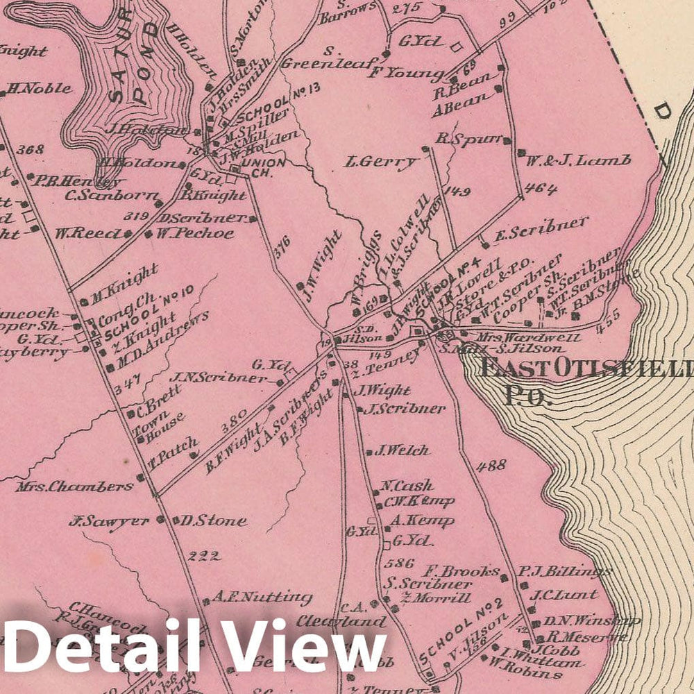 Historic Map : Atlas of Cumberland County Maine, Otisfield 1871 , Vintage Wall Art