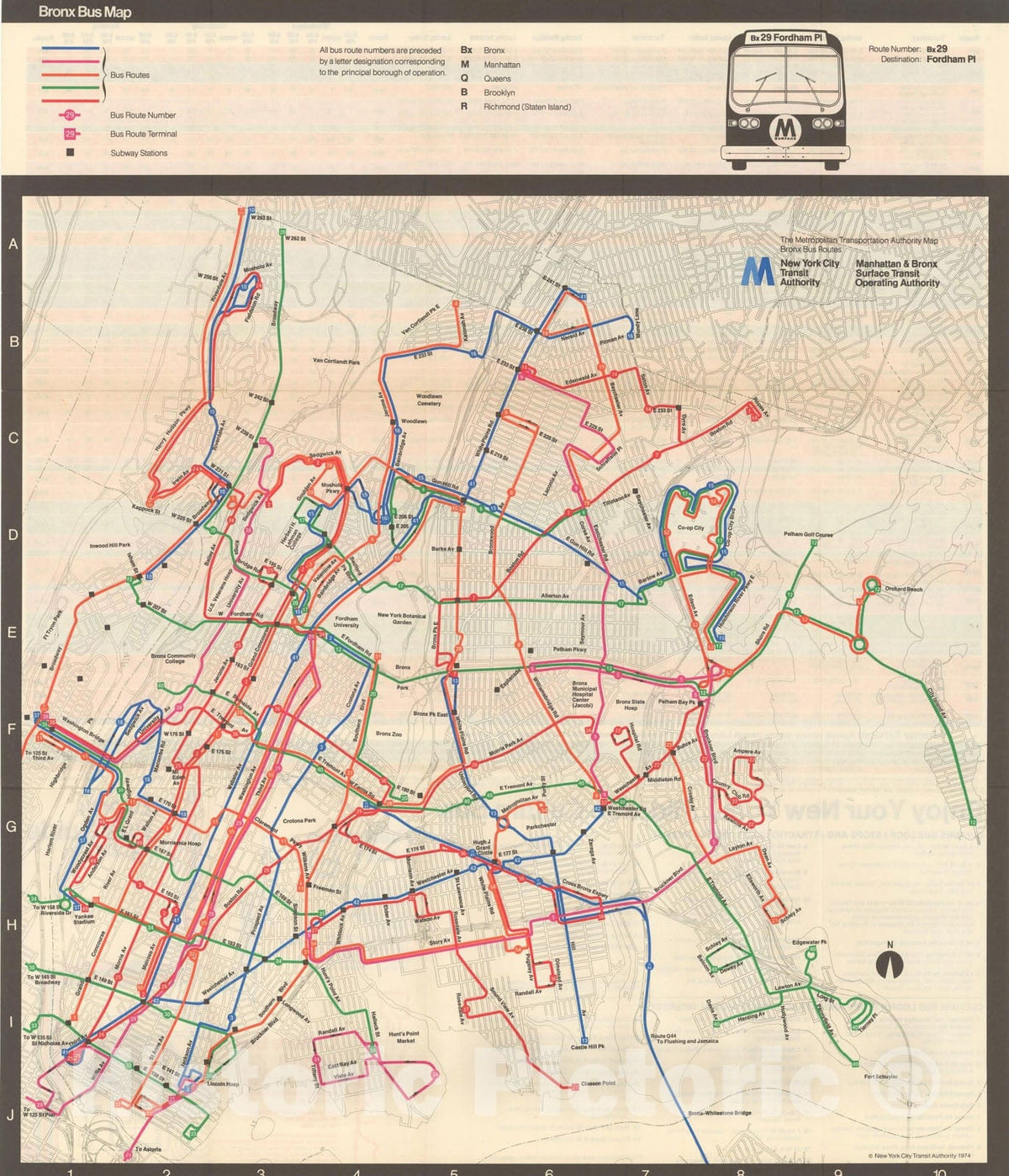 Historic Map : New York City Transit Maps, Bronx Bus Map 1974 Railroad ...
