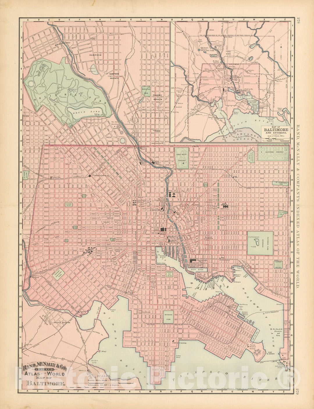 Historic Map : Baltimore 1894 , Vintage Wall Art