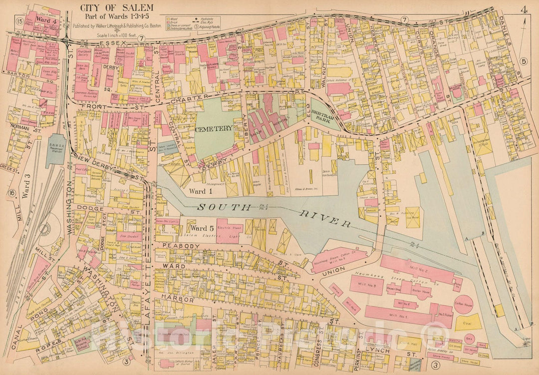 Historic Map : Atlas City of Salem, Salem 1911 Plate 004 , Vintage Wall Art