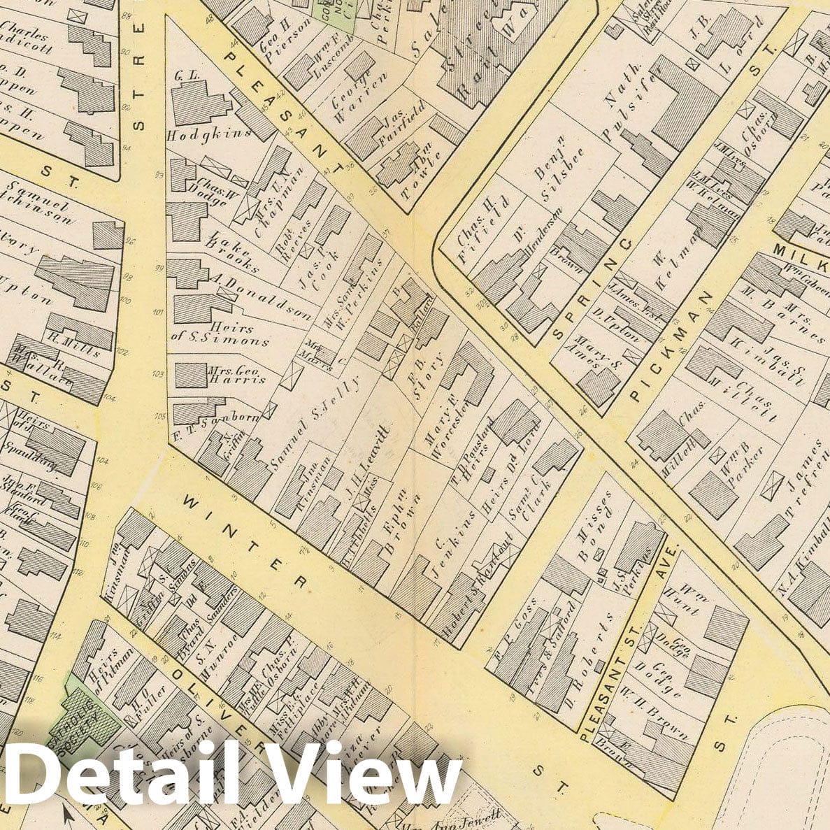 Historic Map : Atlas City of Salem, Massachusetts, Salem 1874 Plate D , Vintage Wall Art