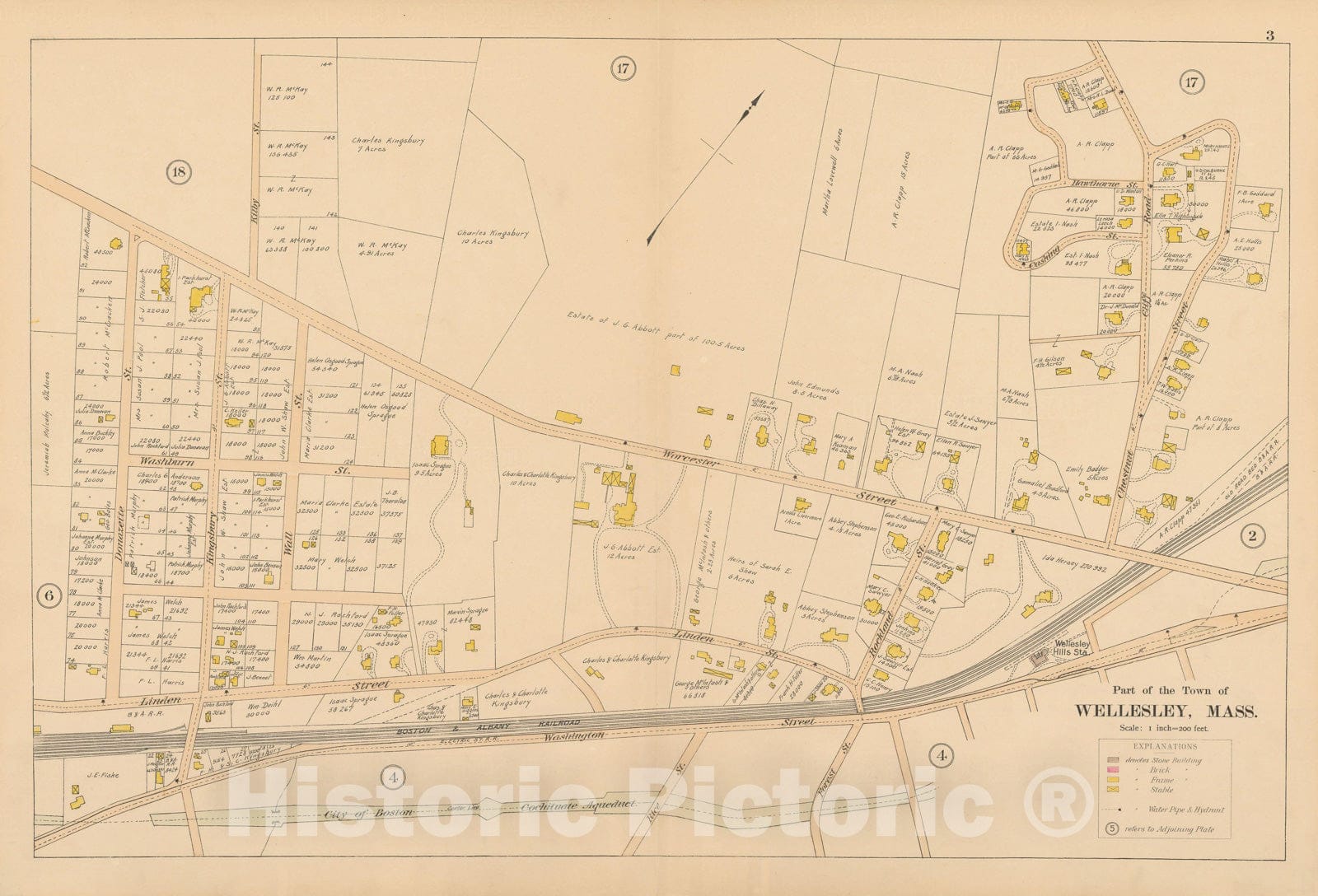 Historic Map : Atlas of Wellesley, Wellesley 1897 Plate 003 , Vintage Wall Art