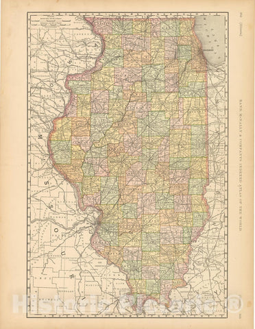 Historic Map : United States Maps, Illinois 1894 , Vintage Wall Art