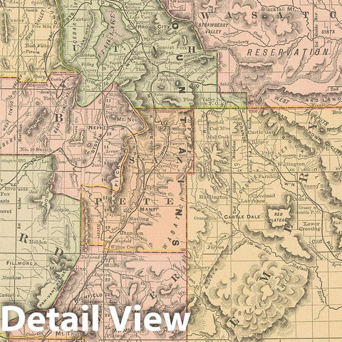 Historic Map : United States Maps, Utah 1894 , Vintage Wall Art