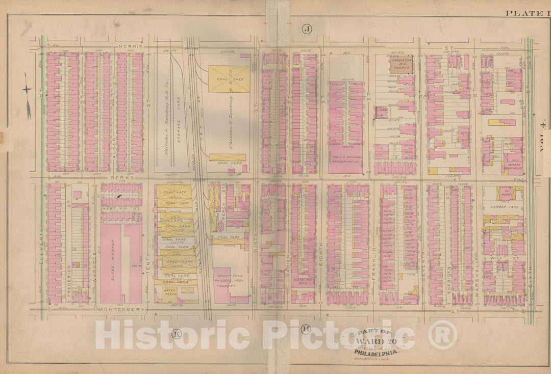 Historic Map : Atlas City of Philadelphia, Vol. 3, Philadelphia 1886 Plate I , Vintage Wall Art