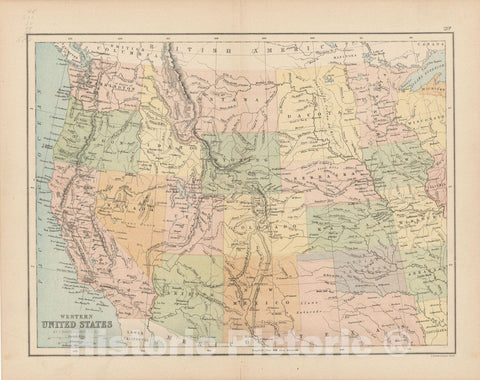 Historic Map : United States 1875 , Student Atlas of Modern Geography , v2, Vintage Wall Art