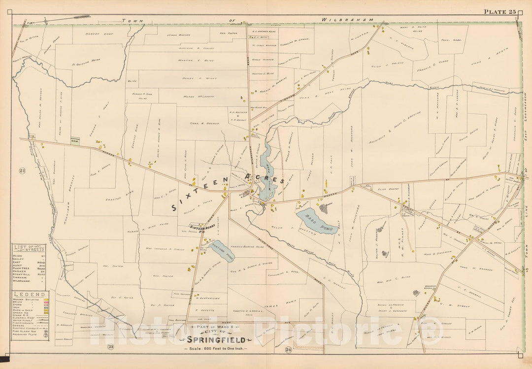 Historic Map : Atlas City of Springfield, Springfield 1899 Plate 025 , Vintage Wall Art
