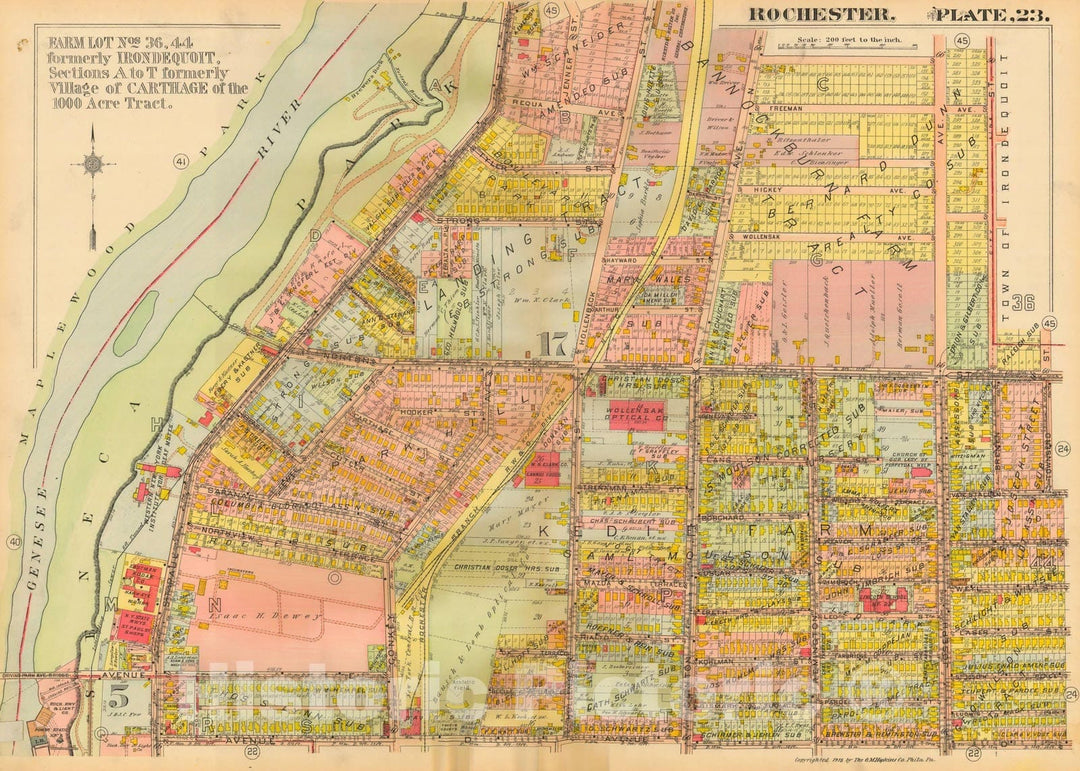 Historic Map : Plat Book of the City of Rochester New York and Vicinity, 1918 Plate 023 , Vintage Wall Art