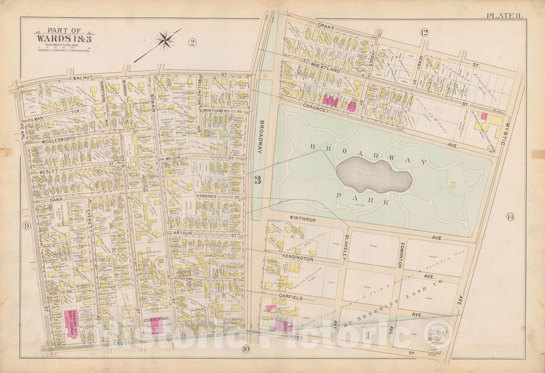 Historic Map : Atlas City of Somerville, Somerville 1895 Plate 011 , Vintage Wall Art