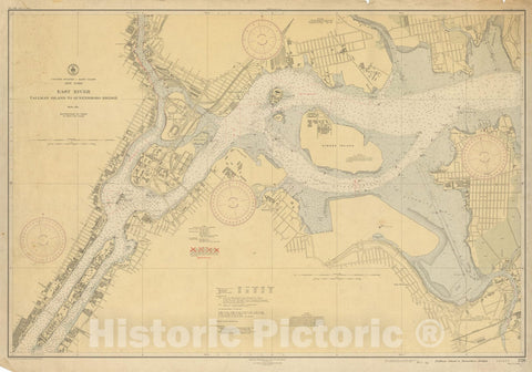Historic Map : Coastal Charts - NYC East River: Tallman Is. to Queensboro Bridge 1946 , Vintage Wall Art