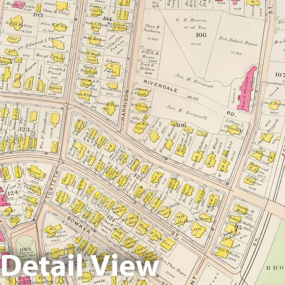 Historic Map : Atlas Town of Brookline, Brookline 1907 Plate 002 , Vintage Wall Art