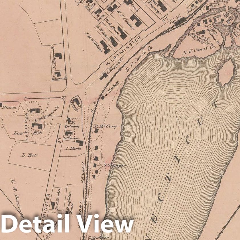 Historic Map : Atlas of Windham County, VT, Bellows Falls & Rockingham 1869 , Vintage Wall Art