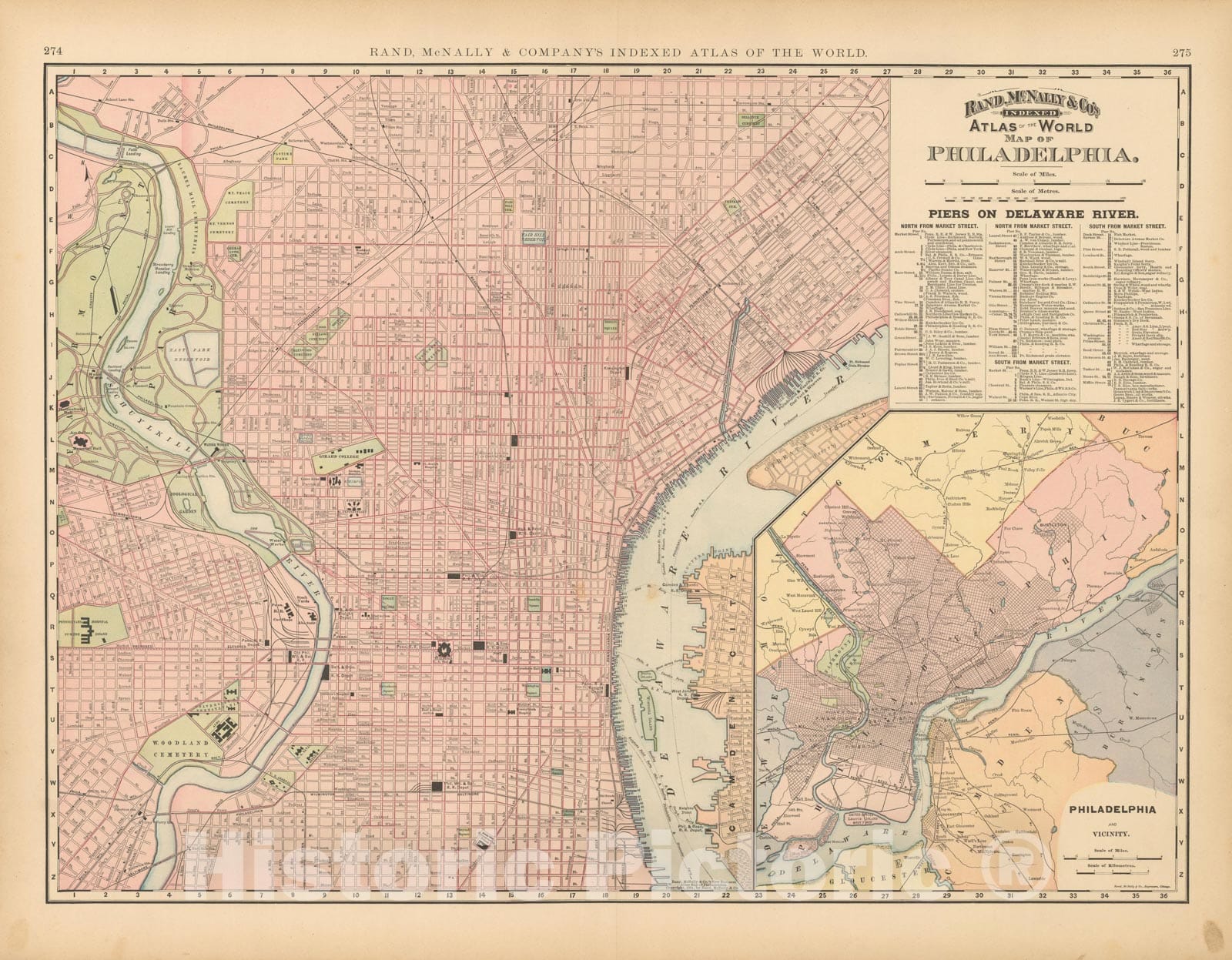 Historic Map : Philadelphia 1894 , Vintage Wall Art