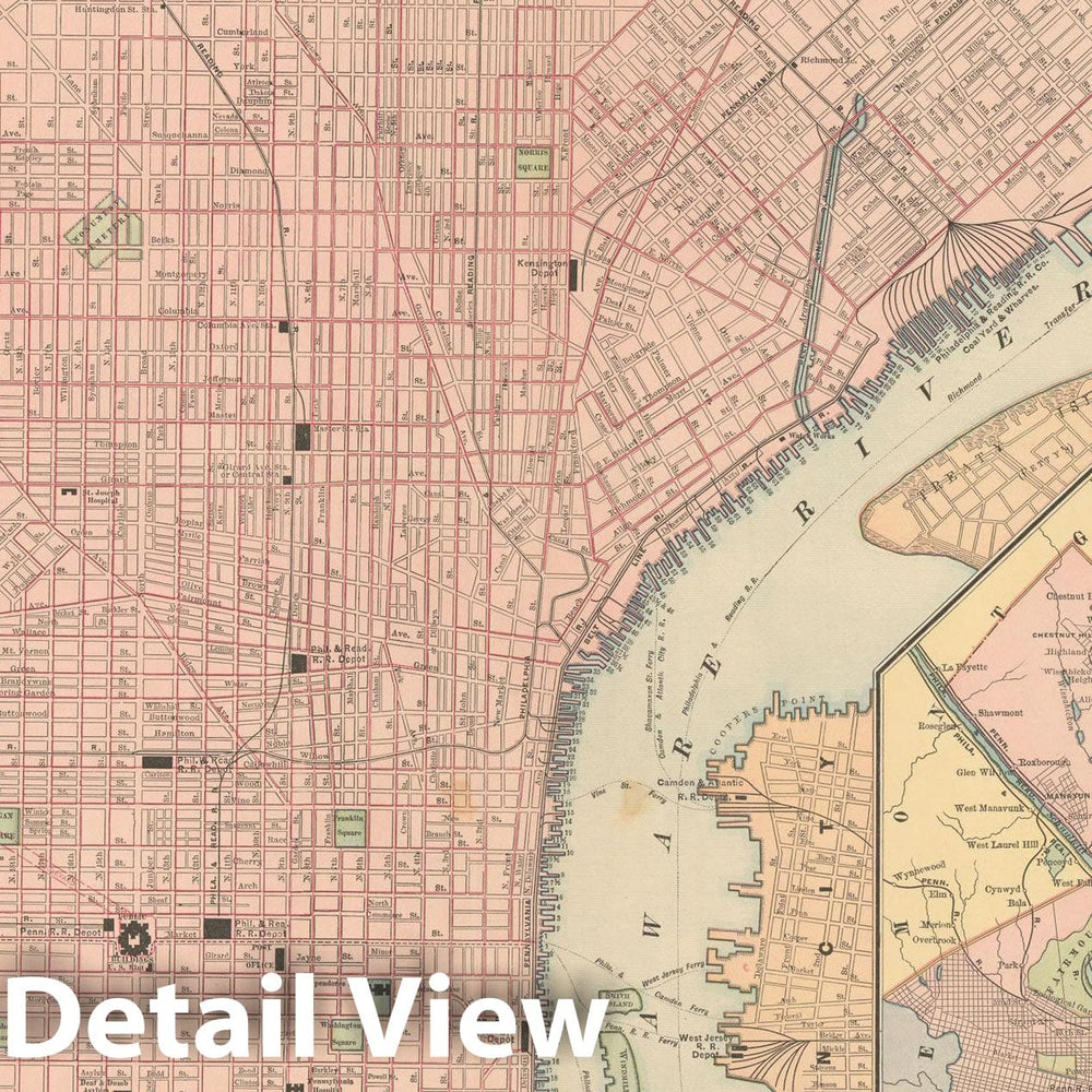 Historic Map : Philadelphia 1894 , Vintage Wall Art