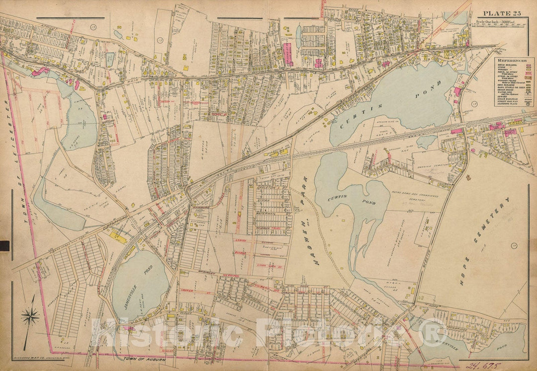 Historic Map : Atlas City of Worcester, Worcester 1911 Plate 025 , Vintage Wall Art