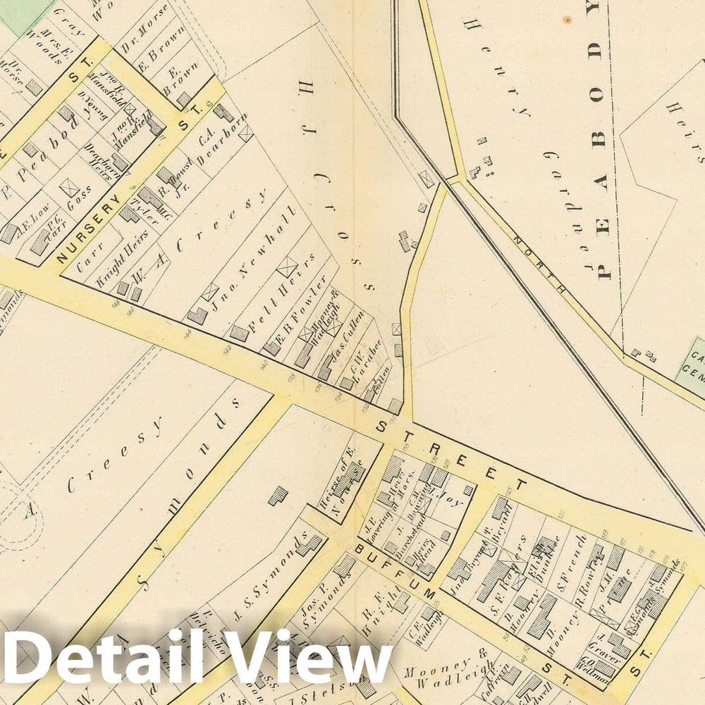 Historic Map : Atlas City of Salem, Massachusetts, Salem 1874 Plate R , Vintage Wall Art