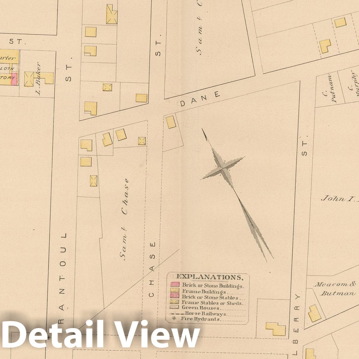 Historic Map : Atlas of Beverly, MA, Beverly 1880 Plate F , Vintage Wall Art