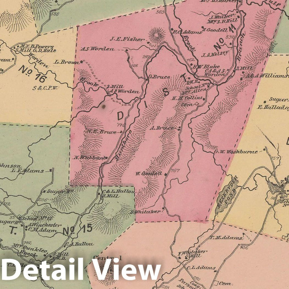 Historic Map : Atlas of Windham County, VT, Marlboro 1869 , Vintage Wall Art