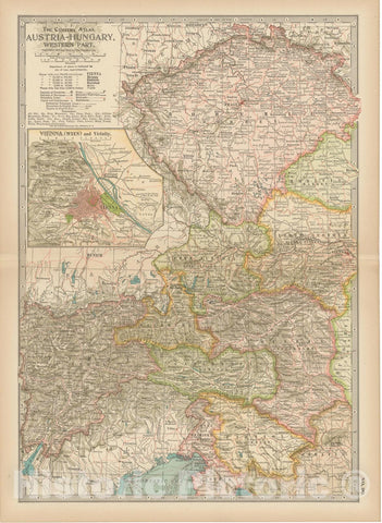 Historic Map : Austria & Poland & Czech Republic & Slovakia & Slovenia & Bosnia 1914 , Century Atlas of the World, Vintage Wall Art
