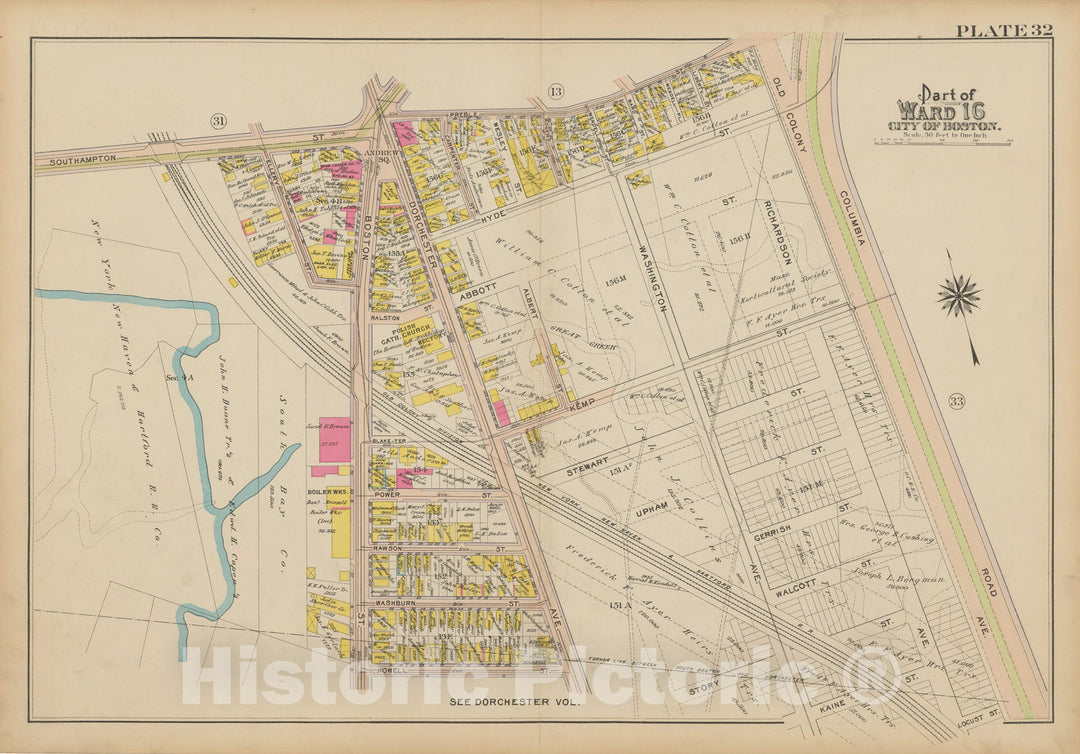 Historic Map : Atlas of South Boston, South Boston 1910 Plate 032 , Vintage Wall Art