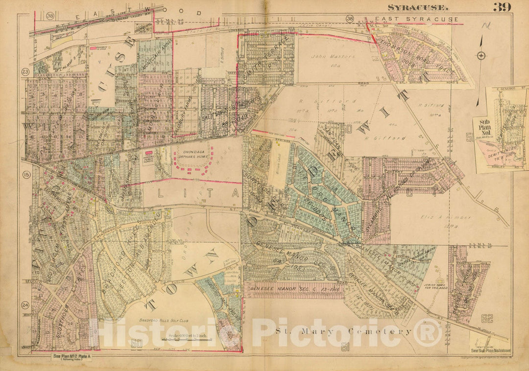 Historic Map : Atlas City of Syracuse, NY and Suburbs, Syracuse 1924 Plate 039 , Vintage Wall Art