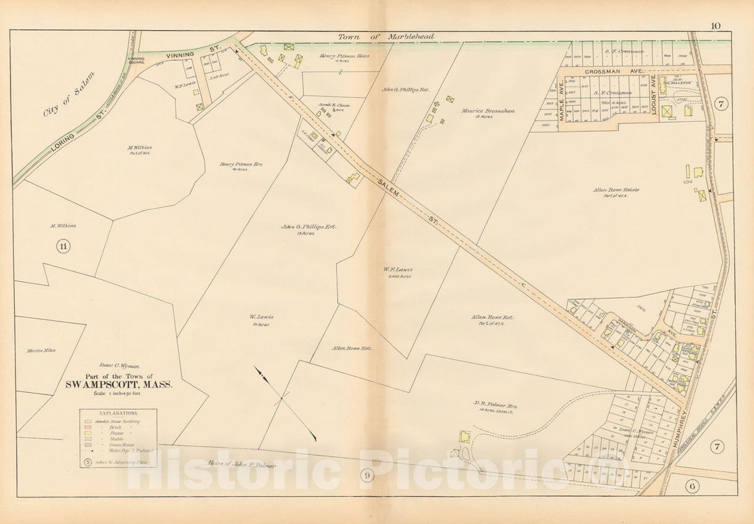 Historic Map : Atlas of Town of Swampscott, Swampscott 1897 Plate 010 , Vintage Wall Art