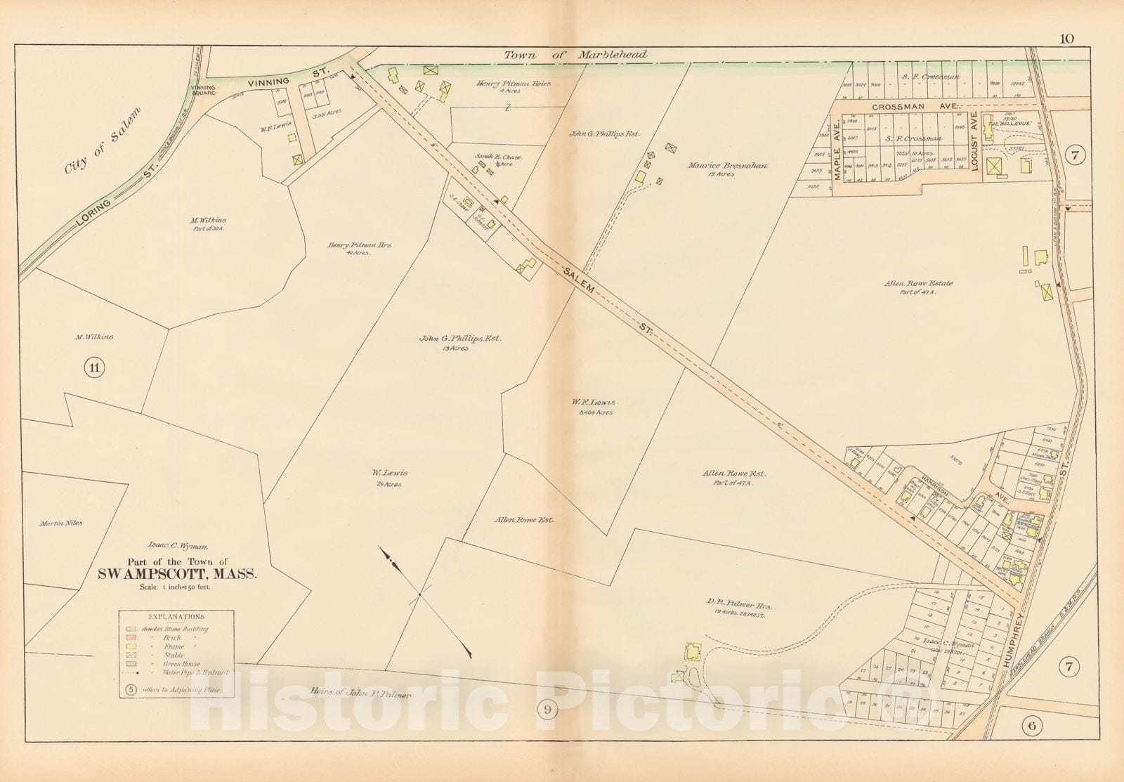 Historic Map : Atlas of Town of Swampscott, Swampscott 1897 Plate 010 , Vintage Wall Art