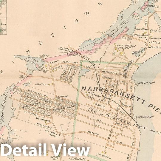 Historic Map : Atlas of Southern Rhode Island, Narragansett 1895 , v2, Vintage Wall Art