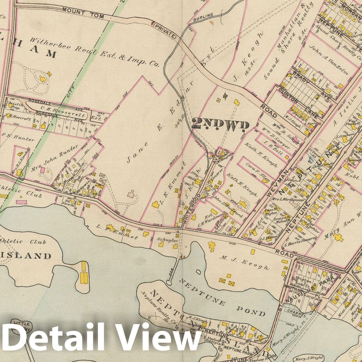Historic Map : Atlas of Westchester County, NY, Vol. 1, New Rochelle 1910 Plate 019 , Vintage Wall Art