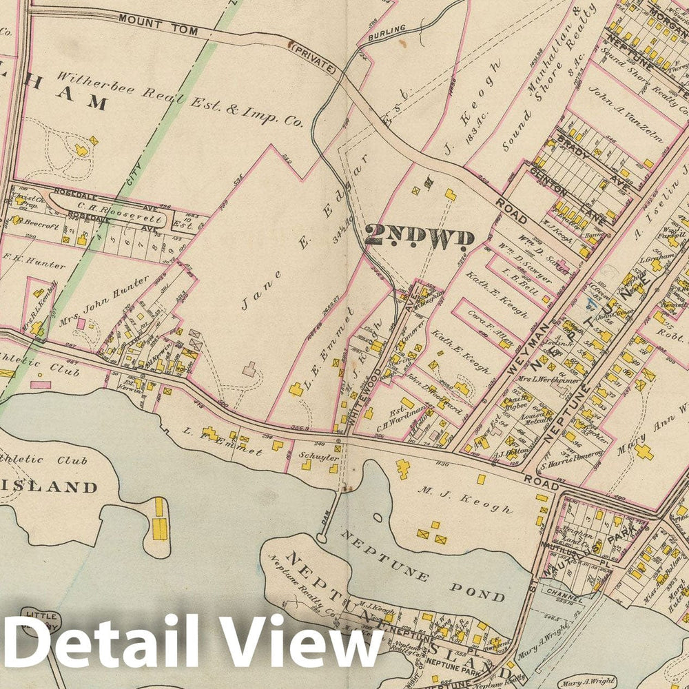 Historic Map : Atlas of Westchester County, NY, Vol. 1, New Rochelle 1910 Plate 019 , Vintage Wall Art