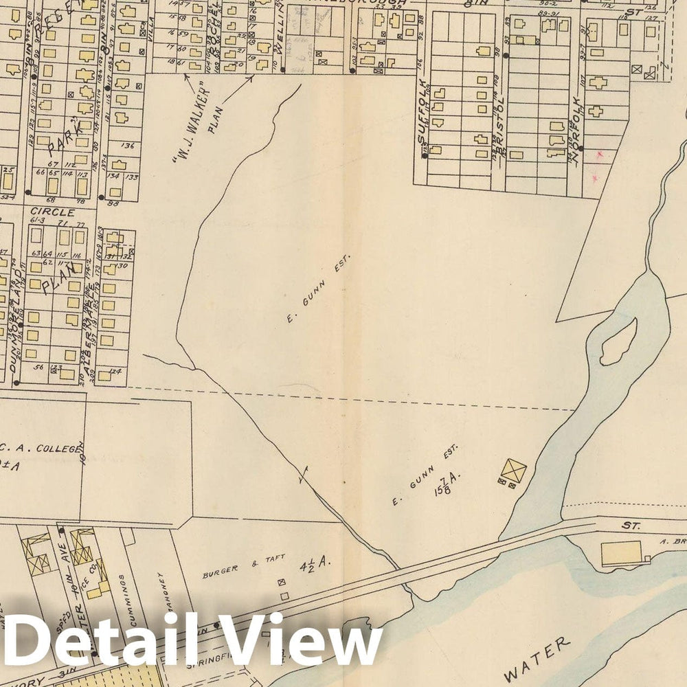 Historic Map : Atlas City of Springfield and the Town of Longmeadow 1920 Plate 012 , Vintage Wall Art