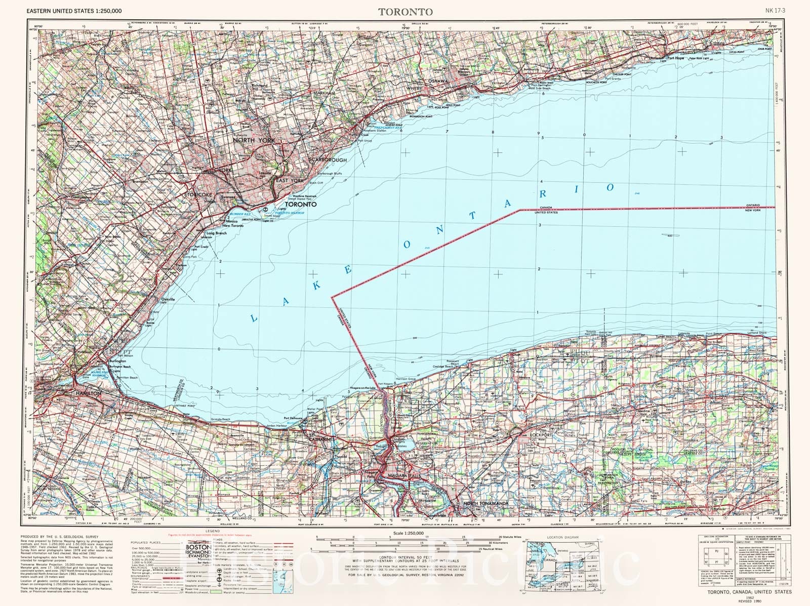 Historic Map : Hamilton & Niagara Falls & Niagara Falls & Toronto 1967 Topographic Map , Vintage Wall Art